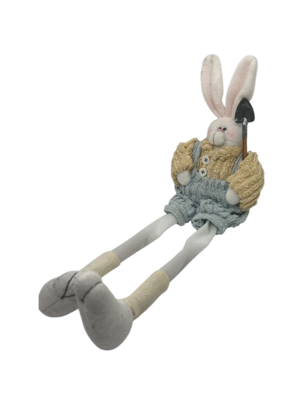 Cottontale Collection Long Leg Easter Bunny Shelf Sitter with Shovel Overalls